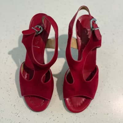 Voltan. Manufactured in Italy.  Red Suede Sandals  Size 38 