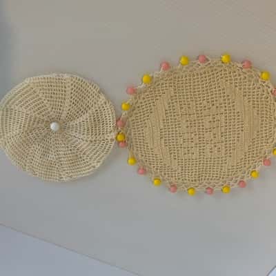 2 Vintage Beaded Crochet Milk Jug Covers