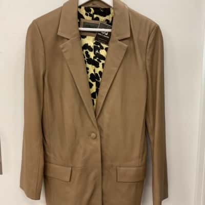 Cadelle Leather Woman’s Bianca Blazer Taupe Size 8