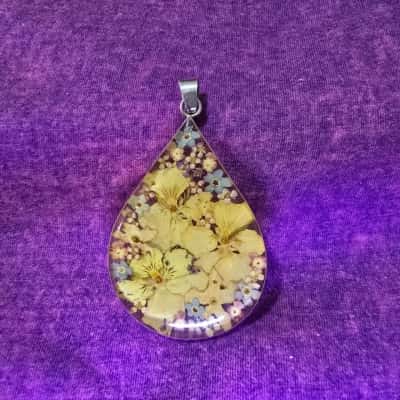  Womens sterling silver 925 Pendant Floral - handmade resin