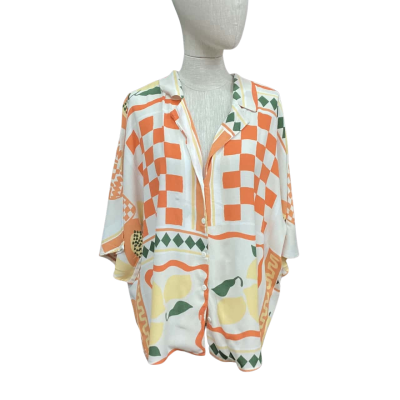 Sabo Skirt Womens  Size S Short Sleeve Shirt Cream / Orange 