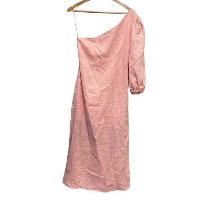 AERE Womens  Size 10 One Shoulder Midi Dress Pink Clay
