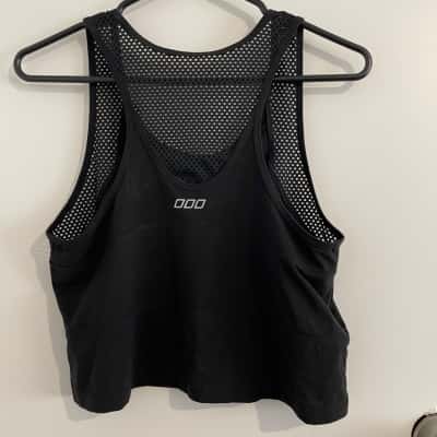 Lorna Jane Womens  Size M Cropped Mesh Tank Top Black  RRP 55.99