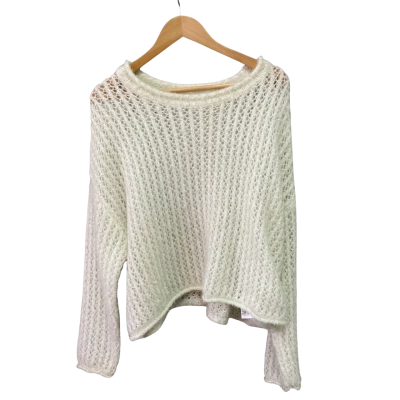 Classical Elf Womens  Size M Crew Neck Jumper Silver / White 