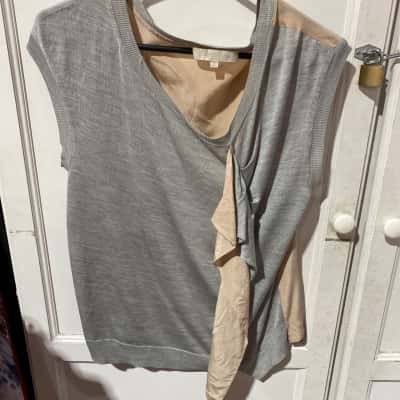 Vanessa Bruno Womens  Size 2 Short Sleeve Shirt Grey 