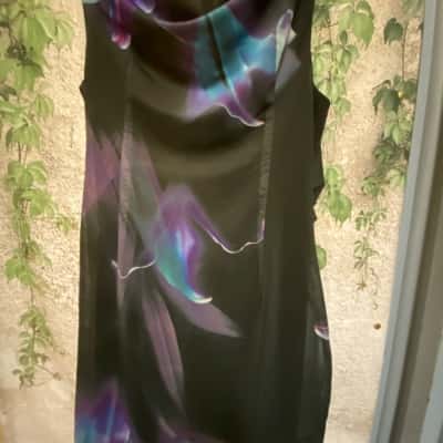  Azzurielle Lorrie Off Shoulder Size 18 Women's Black Patterned Mini Dress