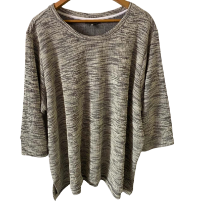 Autograph Womens Size 24 Textured Knit Top Black  / White 