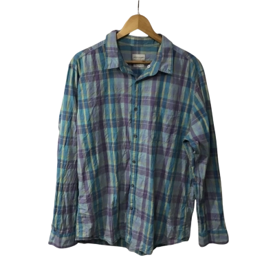 Westsport Mens Size XXL Blue / Purple / Yellow Checked Tailored Long Sleeve Shirt