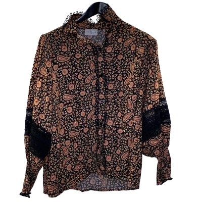 Miss June Womens  Size M Long Sleeve Top Black  / Floral 
