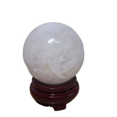 White Quartz Crystal Sphere with Stand 