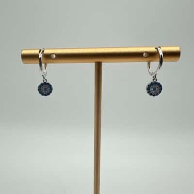 Blue & Clear Stones Circle Earrings Stamped 925