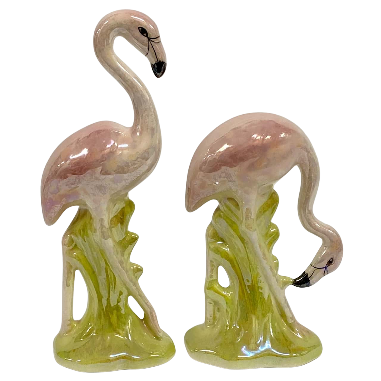Pair of Flamingos Beautiful Pearl Colours Tallest is 25cm(s)