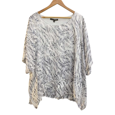 Liz Jordan Womens Layer Print Top Ivory Size 16 