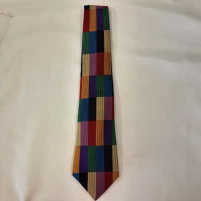 Duchamp London Mens Mutlicoloured Block Checked Silk Tie