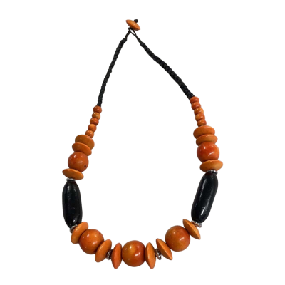 Chunky Orange & Black beaded bold statement Necklace