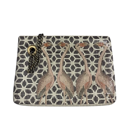 C.A.M Australia Bird Print Clutch Purse Pouch with Chain Detail