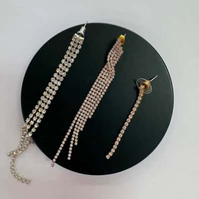 Trio of Gold & Silver Tone Retro 70’s Dangle Stud Earrings 