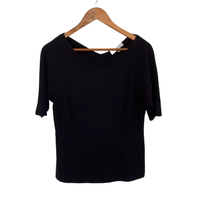 Veronika Maine Womens  Size L Short Sleeve Top Black  