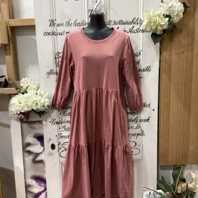  FOXWOOD Brand! THE PERFECT BABYDOLL SILHOUETTE Womens  Size 10 / M Babydoll Dress / Long Sleeve Dress / Maxi Dress Burnt Orange / Coral 