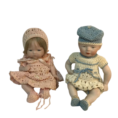 Vintage Porcelain Girl & Boy NewBorn Dolls