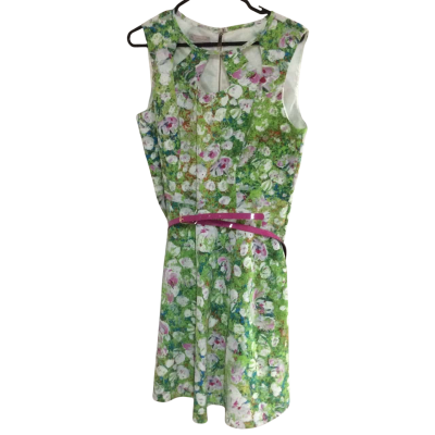 dressbarn Womens  Size 14 Casual Dress Floral / Green / White 
