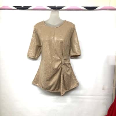 Liz Jordan Womens  Size 16 Short Sleeve Top Beige / Gold - NEW