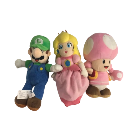 Super Mario Plushies; Luigi, Peach and Toadette