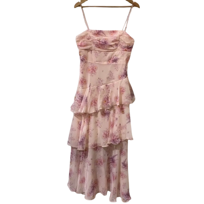 Saints + Secrets Size 12/ L Pink Floral Maxi Dress