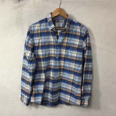 Gazman Mens Size M Blue / Orange / White / Yellow Checked Long Sleeve Shirt