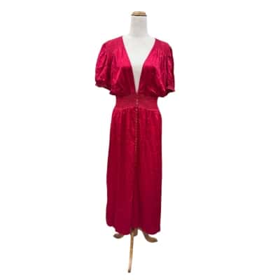  Reformation Womens  Silk Dress Size 12 Red 