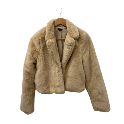 Ava & Ever Womens  Size 12 Fur Coat Beige 