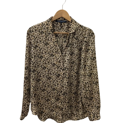 French Connection Womens  Size 12 Long Sleeve Shirt Animal print 