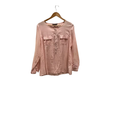 Sportscraft Womens  Size 12 Long Sleeve Top Pink  / Striped / White 