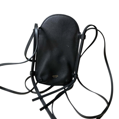 Oroton Black Leather Phone Crossbody Bag