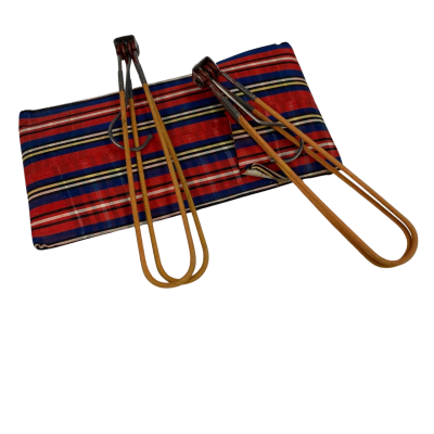 2 x Vintage portable coat hangers in storage case