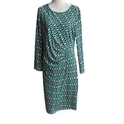 Liz Jordan Womens  Size XL Long Sleeve Dress Blue / Green / Pattern 
