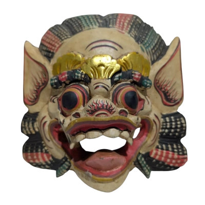 Hand carved wooden Barong mask. 