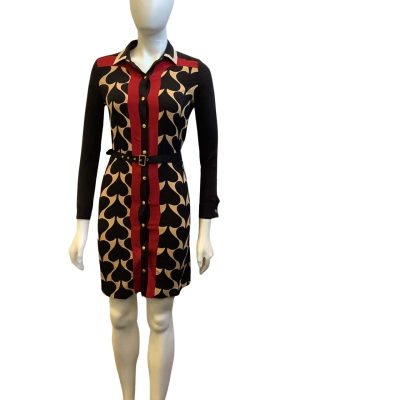 Diane Von Furstenberg Womens AUS Size 6 Spade Silk Blend Dress Black Mix