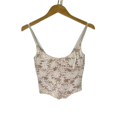 White Fox Womens  Size XS Cropped Top Beige / White 
