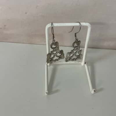 Stamped 925 Artisan Made Drop Earrings 