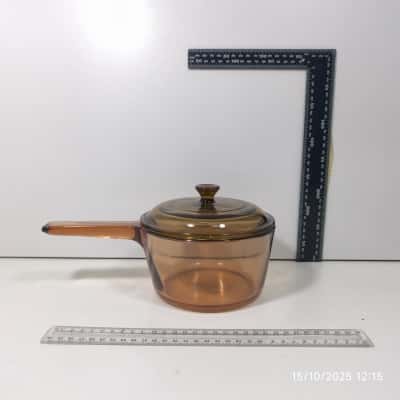 Corning France Amber 1.5L Glass SaucePan Pot 