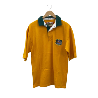 Cotton Traders Mens  Size M Polo Shirt Yellow / Green Australia Rugby