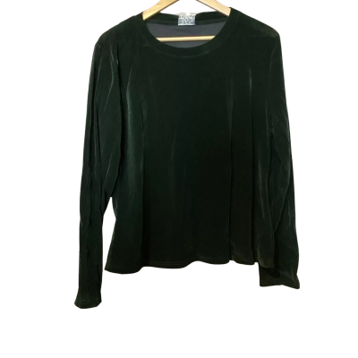365 Days Womens  Size XL Long Sleeve Velvet Shirt Green 