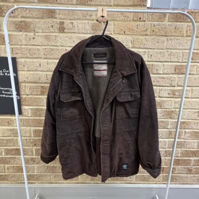 Driza-Bone Mens brown corduroy jacket featuring a Sherpa lining Size XL 