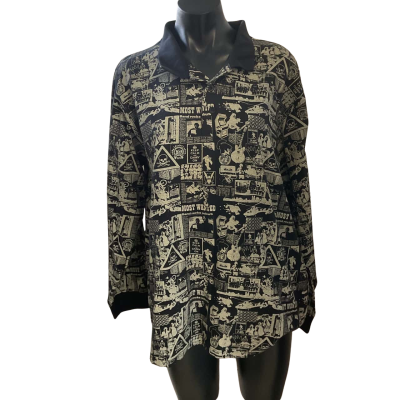 Doghouse Mens  Size L Long Sleeve Top Black  / Pattern 