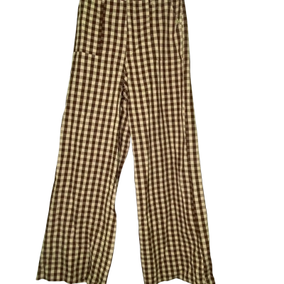 Ghanda Womens  Size 8 Straight Leg Pants Beige / Black  / Checked 