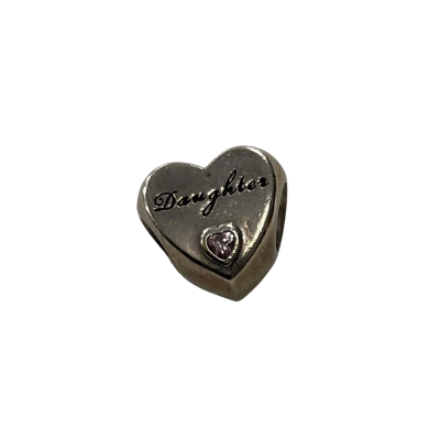 Pandora Daughter Heart Charm Sterling Silver and Cubic Zirconia 