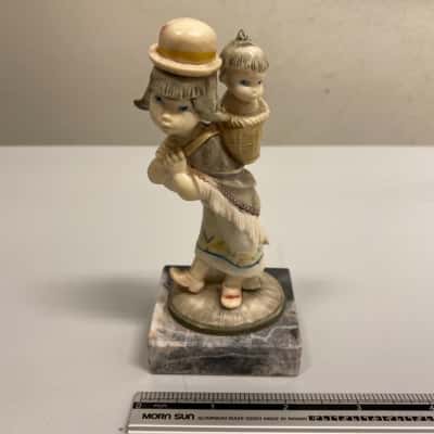 Discoloured Vintage Fontanini Depose Italy Peruvian Mother And Baby Figurine  