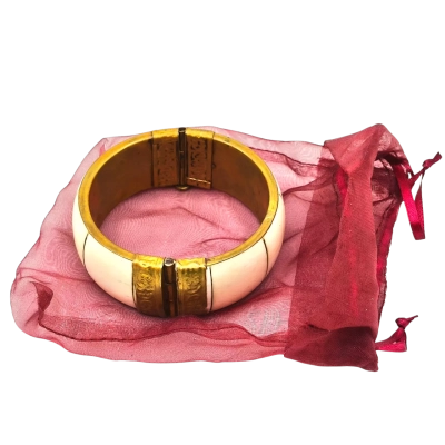 Antique Bone & Brass Bangle 8cm Diameter In Great Condition