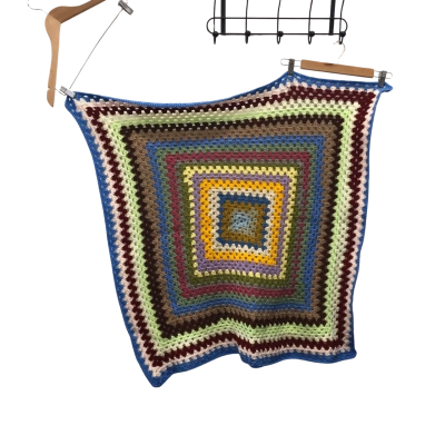 Multicolour Afghan ~95 x 85 cm